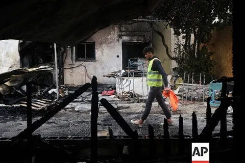 Burnt remains of community centre school