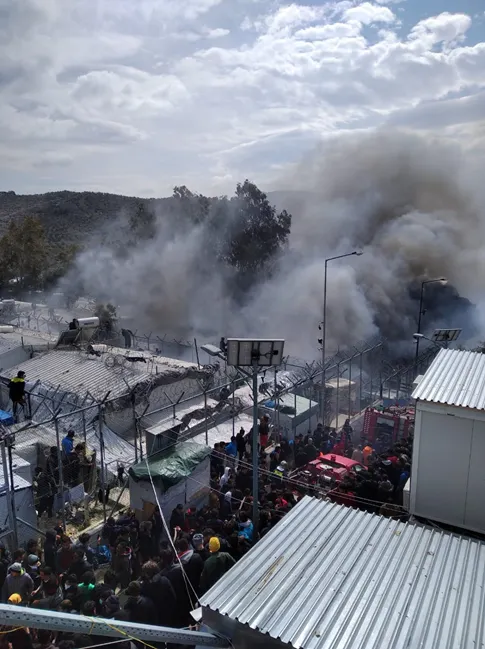 Moria camp scene